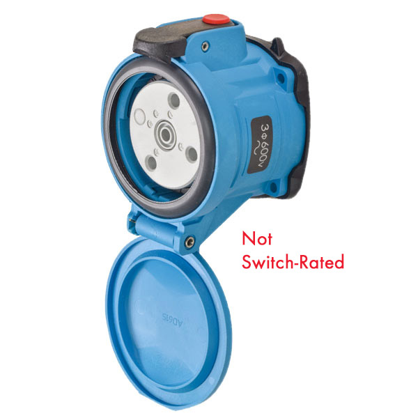 63-64143-352-843 - DSN60 RECEPTACLE POLY BLUE SIZE 3 TYPE 4X IP 69 3P+G 60A 600 VAC 60 Hz NO AUX STRAIGHT INSERTION PADLOCK PAWL